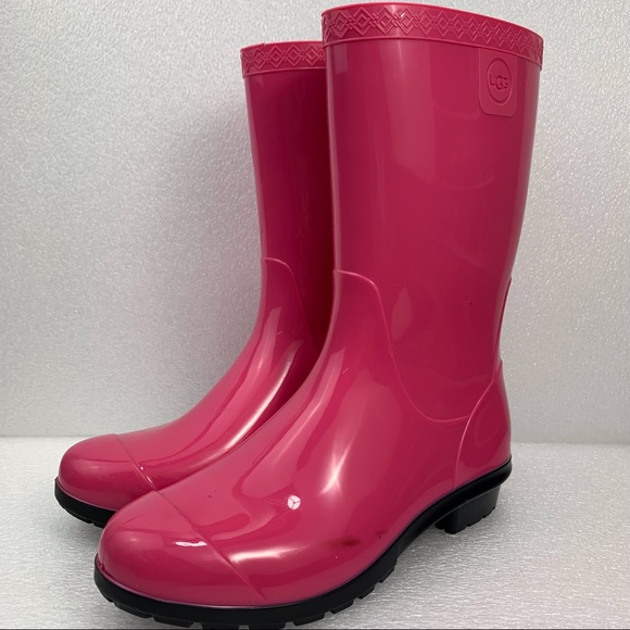 UGG Rubber Mid Rain Boots Bright Pink - Girls 5 - Picture 4 of 9